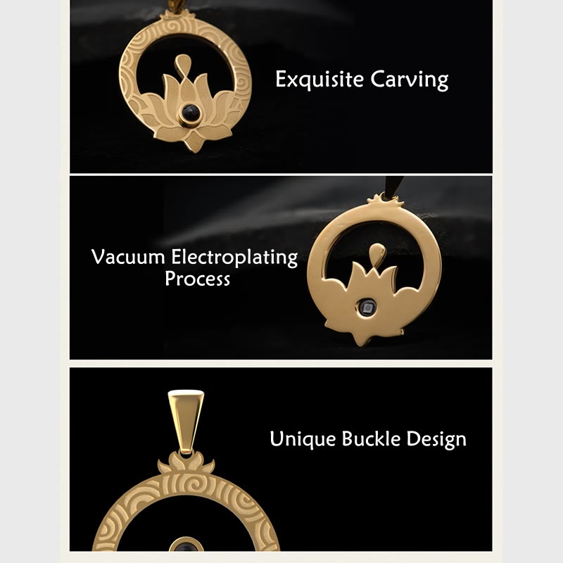 Lotus Titanium Steel Enlightenment Projection Shurangama Mantra Necklace Pendant