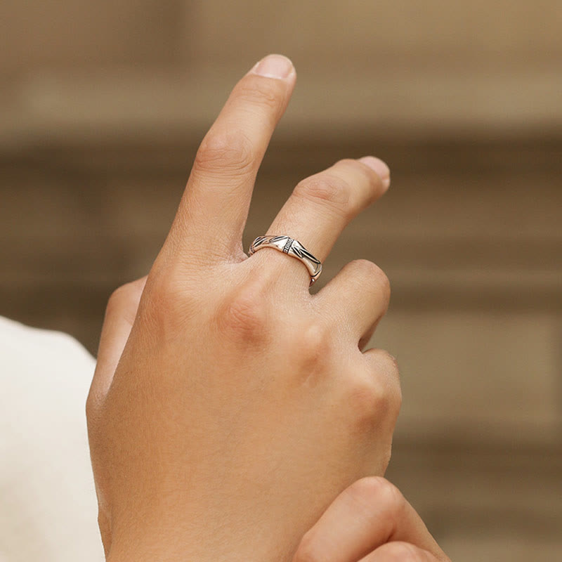 Simple Bamboo Design Copper Luck Wealth Adjustable Ring