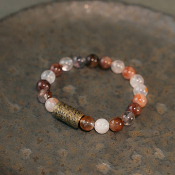 White Crystal Red Hematoid Quartz Gold Rutilated Quartz Purple Phantom Protection Bracelet