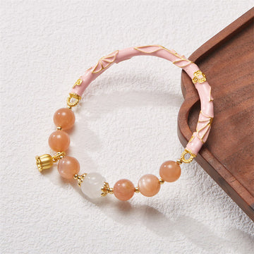 Sunstone & Golden Silk Jade Lily of the Valley Gold Sterling Silver Charm Bracelet