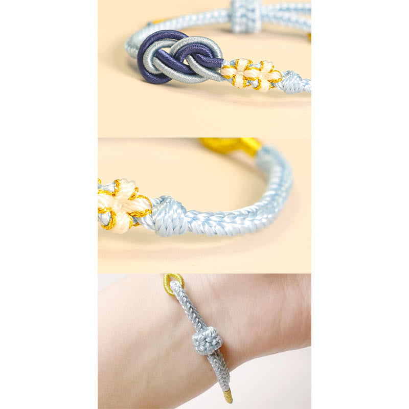 Handcrafted Eight Thread Peace Knot Peach Blossom Knot Luck Connection Bracelet