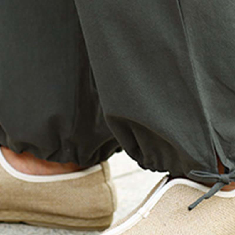 2Pcs Half Sleeve V-Neck Shirt Top Pants Meditation Zen Tai Chi Linen Clothing Women's Set