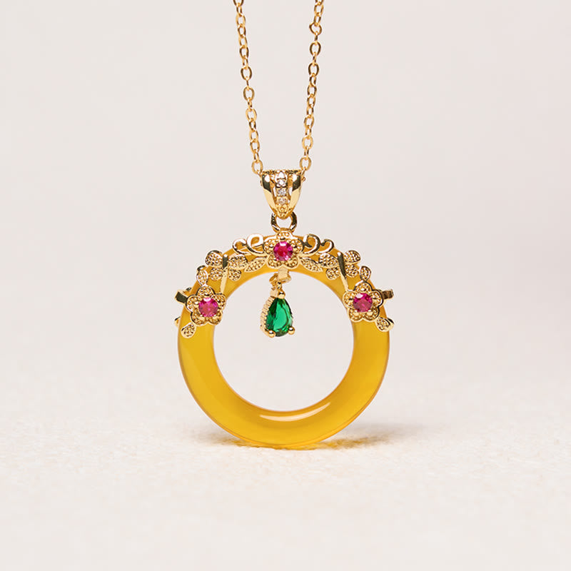 Green Chalcedony Peace Buckle Design Strength Necklace Pendant