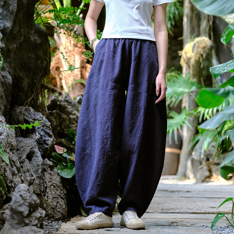 Solid Color Loose Yoga Harem Pants With Pockets