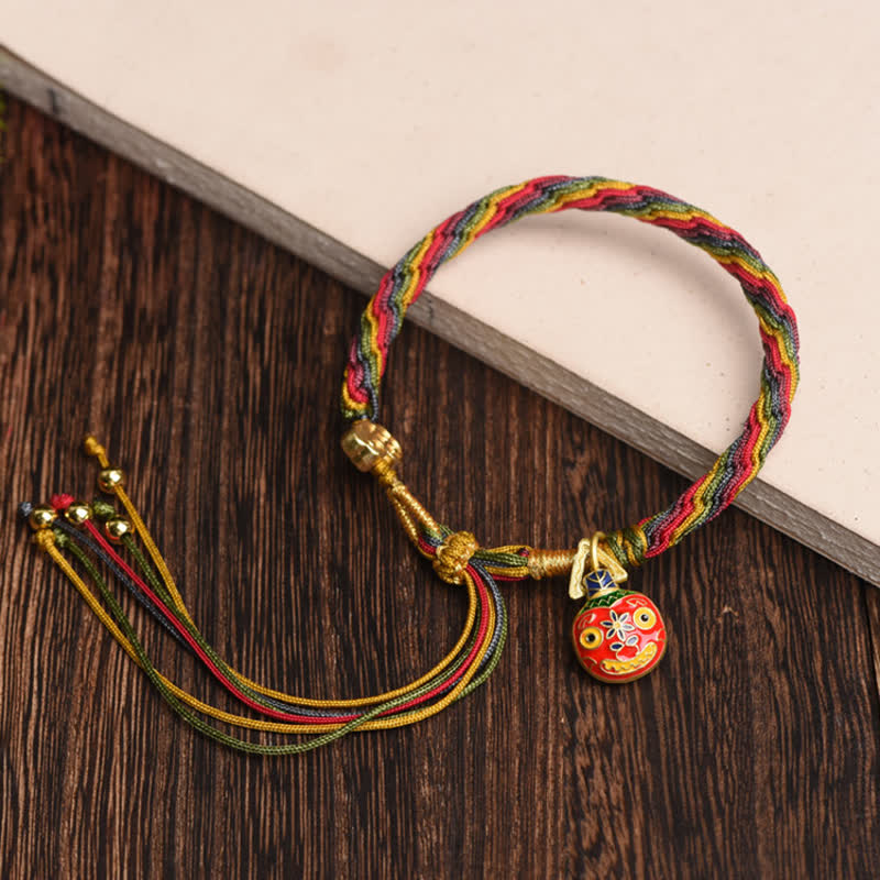 Gold Swallowing Beast Family Luck Reincarnation Knot Colorful String Bracelet