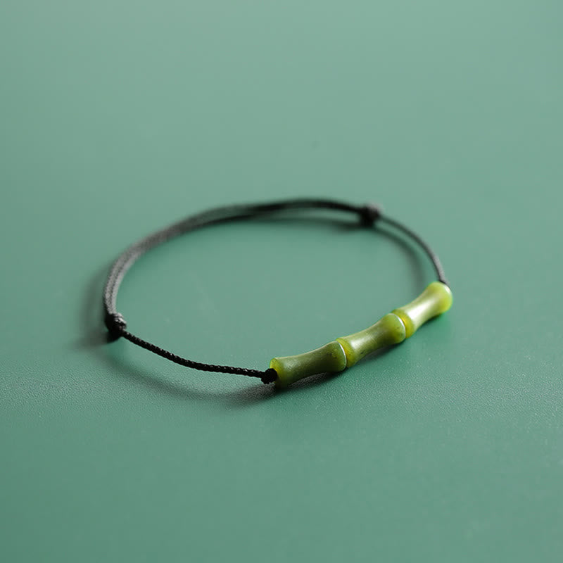 Green Bamboo Jade Pattern Luck Abundance Bracelet