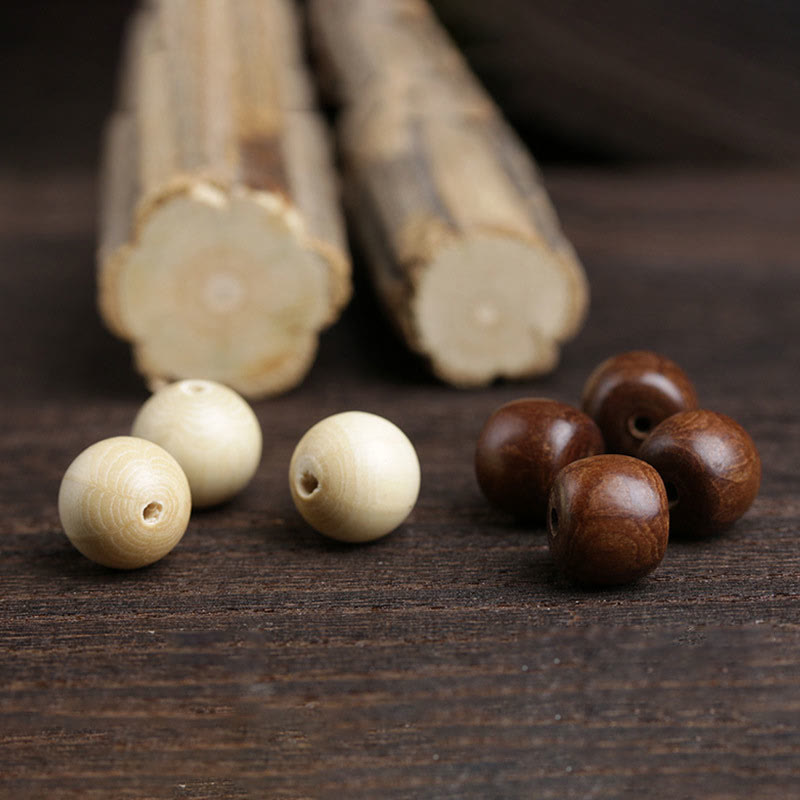 Natural Abelia Biflora Wood Hetian Jade Bamboo Bead Warding Off Evil Spirits Bracelet