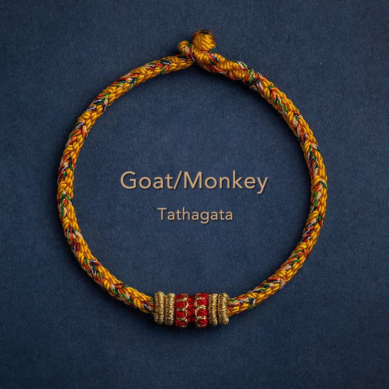 Tibet Handmade Chinese Zodiac Natal Buddha Luck Strength Braided String Bracelet