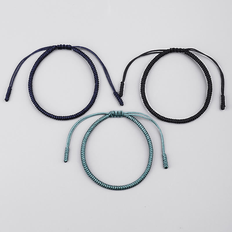 Handcrafted Tibetan Vajra Knot Adjustable Cord Bracelet 3-Piece Set
