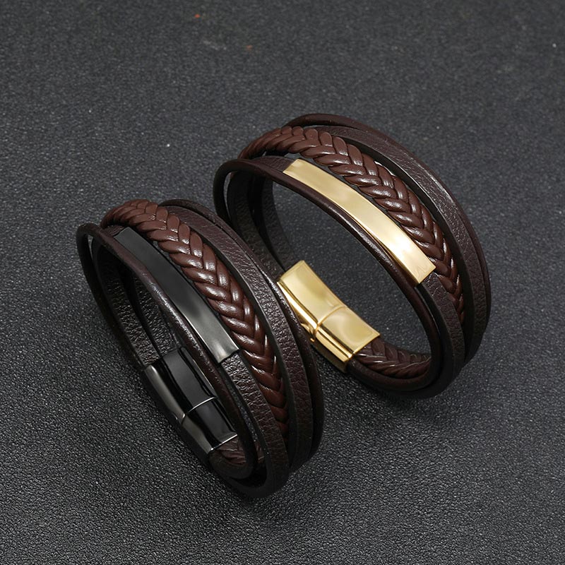 Minimalist Titanium Steel and Leather Unisex Bracelet for Daily Grounding