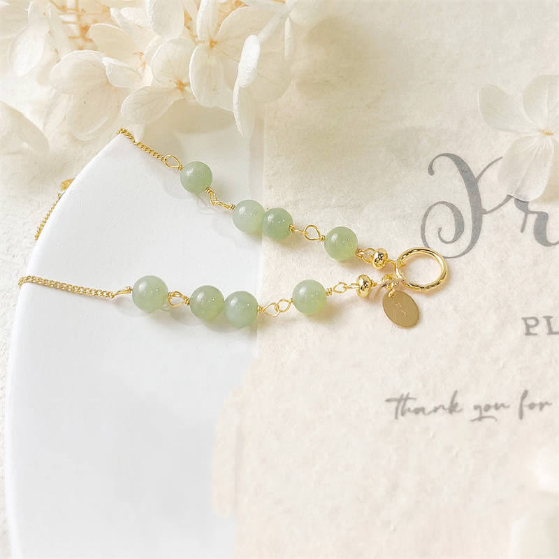 Unique Natural Hetian Jade 14K Gold filled Luck Beaded Bracelet