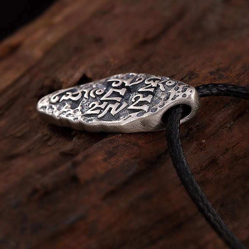 Tibetan 925 Sterling Silver Om Mani Padme Hum Dorje Vajra Engraved Strength Necklace Pendant