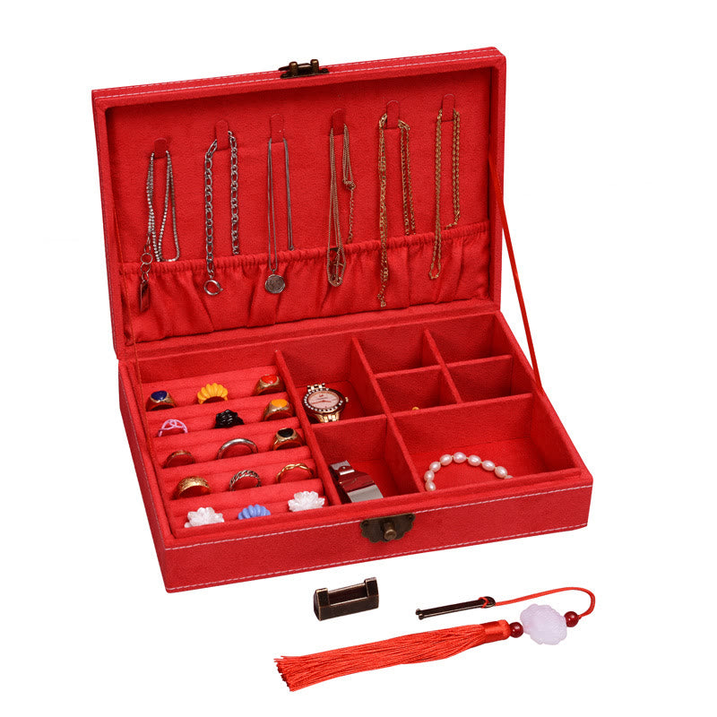 Minimalist Single Layer Flannel Jewelry Organizer with Secure Lock