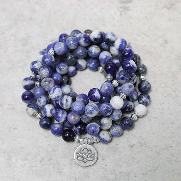 Natural Blue Aventurine Lotus Peace Necklace Bracelet