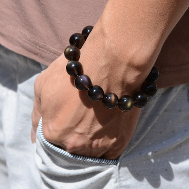Natural Rainbow Obsidian Positive Bracelet