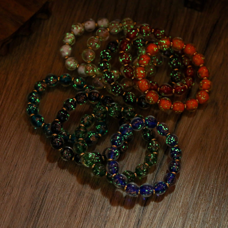 Handmade Luminous Liuli Glass Pixiu Gold Swallowing Beast Success Bracelet