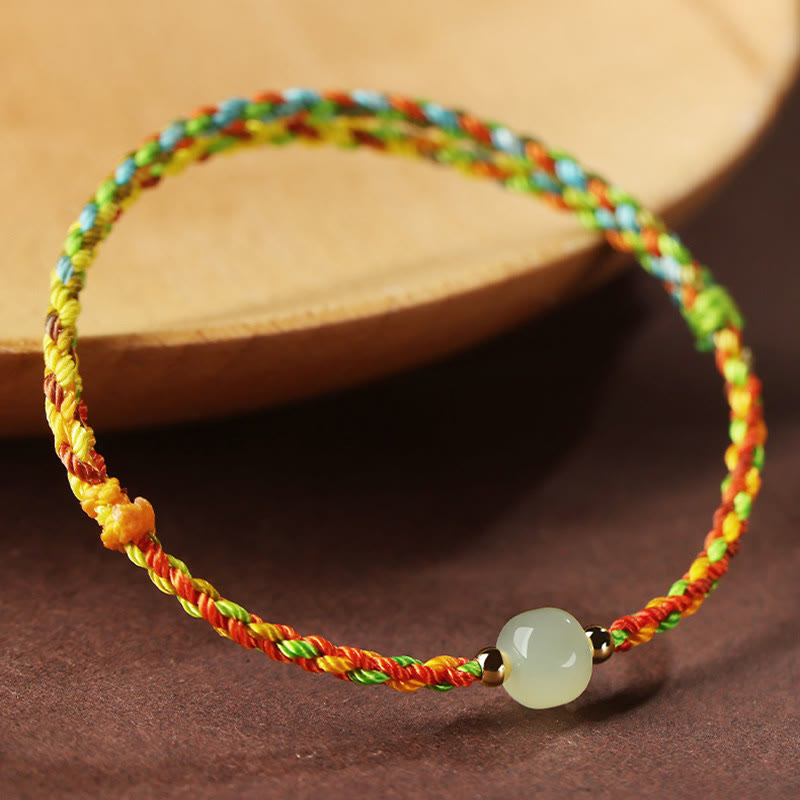 Colorful Rope Luck Jade Bead Abundance Bracelet