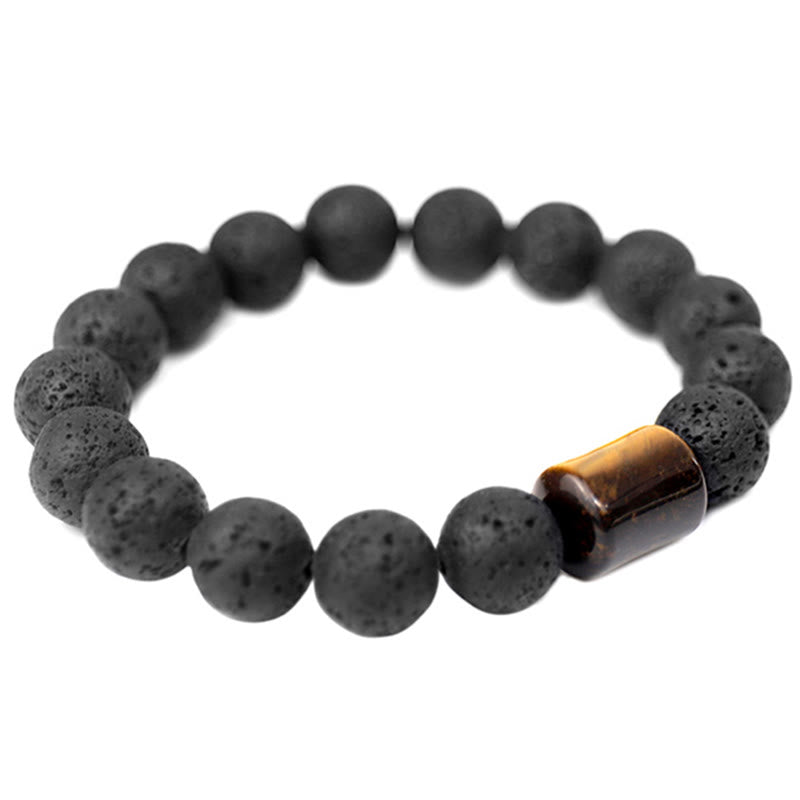 Lava Rock Ebony Wood Tiger Eye Healing Bracelet