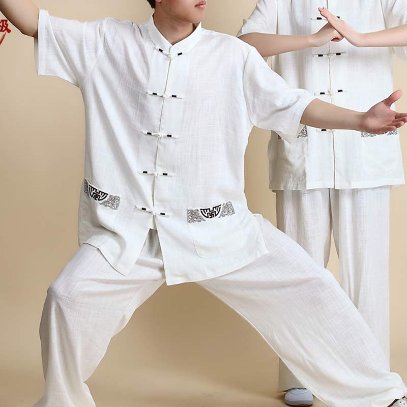 Meditation Zen Prayer Spiritual Tai Chi Qigong Practice Unisex Embroidery Clothing Set