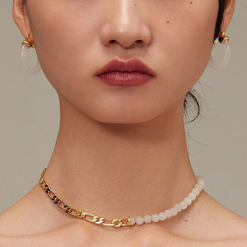 Round Jade White Jade Prosperity Earrings