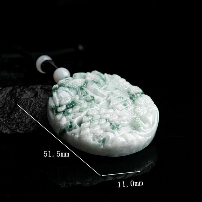 Mountain Landscape Jade Abundance String Necklace