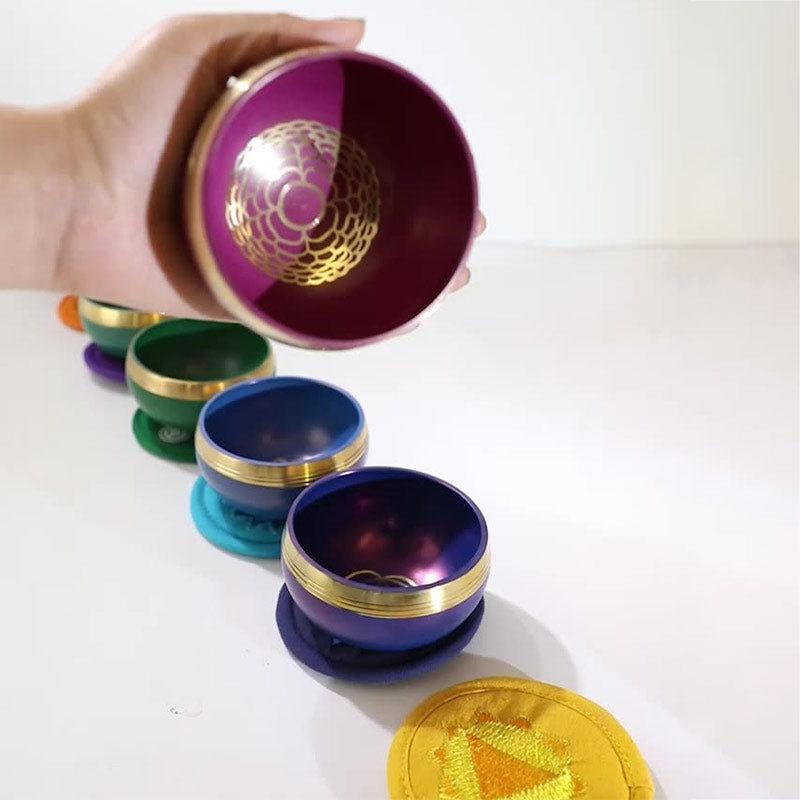 Tibetan Sound Bowl Handcrafted for Chakra Healing and Mindfulness Meditation Singing Bowl Set