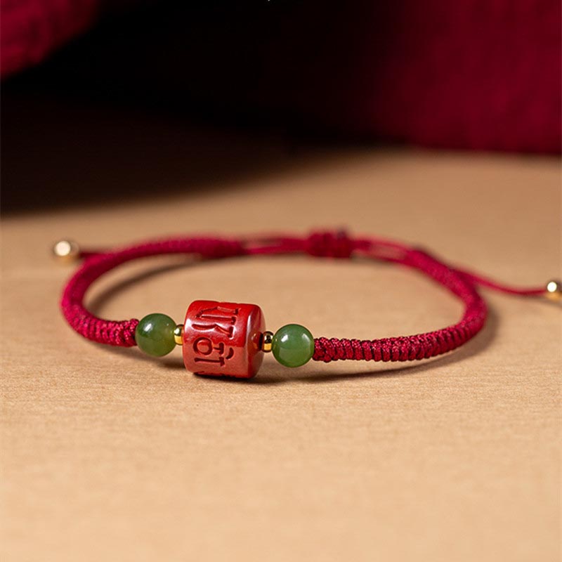 Braided Cinnabar Om Mani Padme Hum Mantra Red String Bracelet