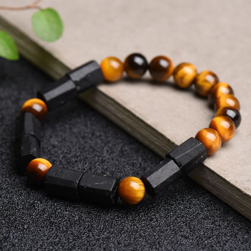 Natural Black Tourmaline Tiger Eye Positive Bracelet