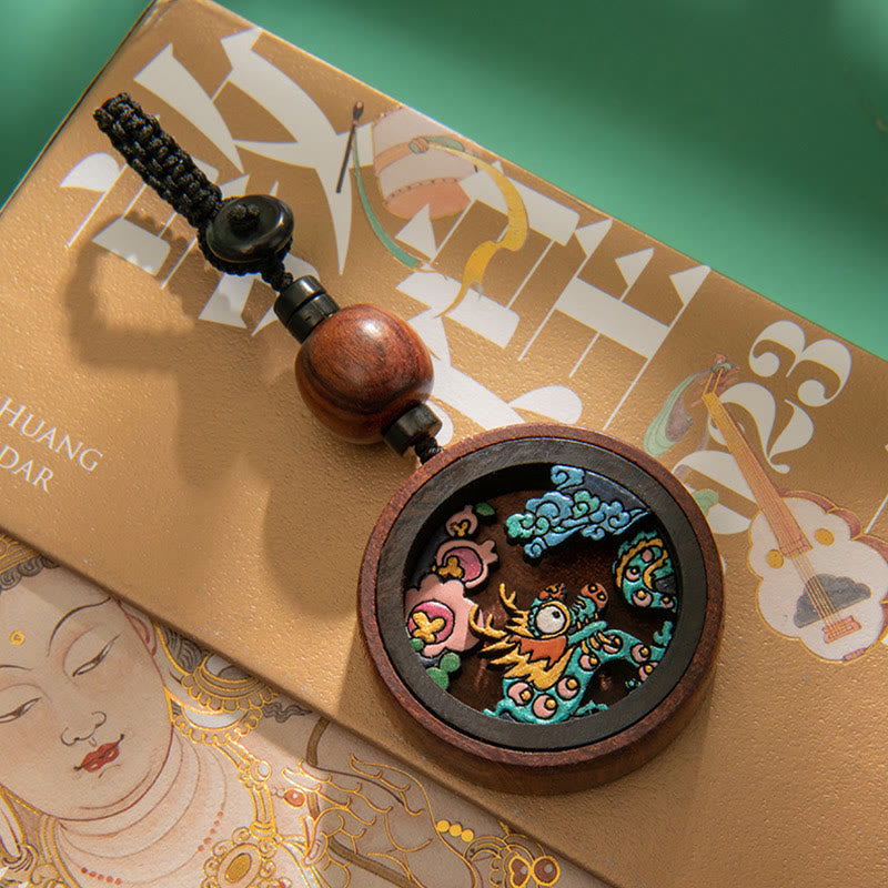 Year Of The Dragon Hand Painted Chinese Zodiac Rosewood Carved Calm Key Chain (Extra 35% Off | USE CODE: FS35)