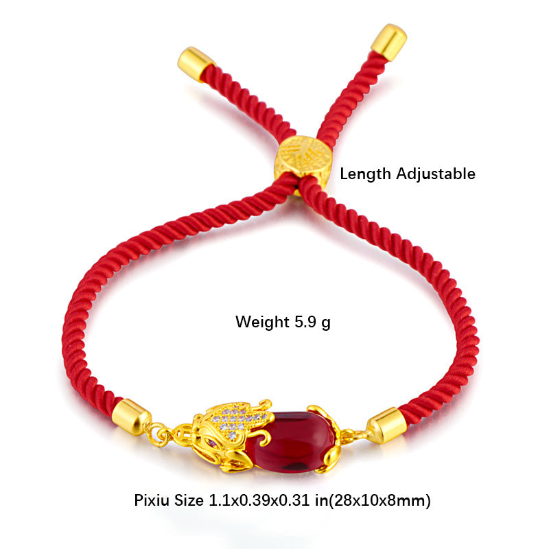 Wealth Attractor Red Agate Pixiu Red String Bracelet