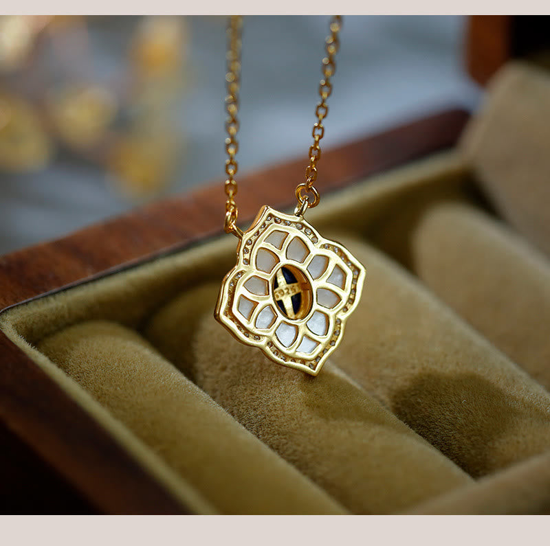 925 Sterling Silver Tridacna Stone Lazurite Prismatic Design Blessing Earrings Necklace Pendant Jewelry Set