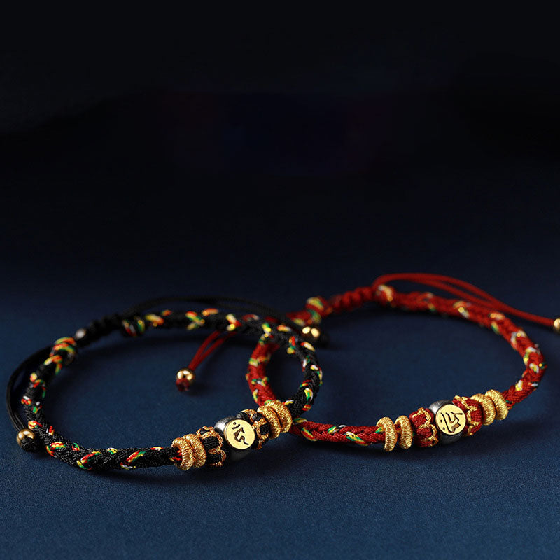 Hand-Braided Red String Sterling Silver Zodiac Guardian Buddha Bracelet