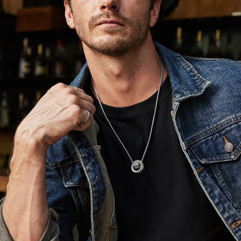 Tibetan Om Mani Padme Hum Carved Peace Purity Chain Necklace Pendant