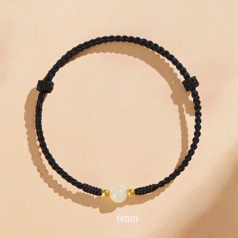 Handcrafted Round Jade Lucky Bead Prosperity Braided Bracelet