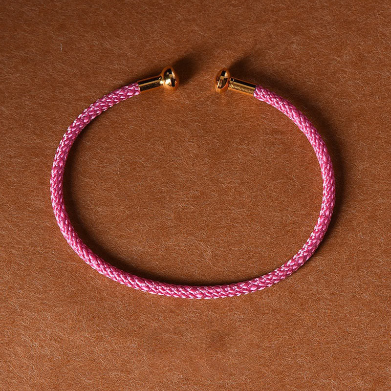 Handmade Minimalist Braided Red String Bracelet with Gold and Copper Accents