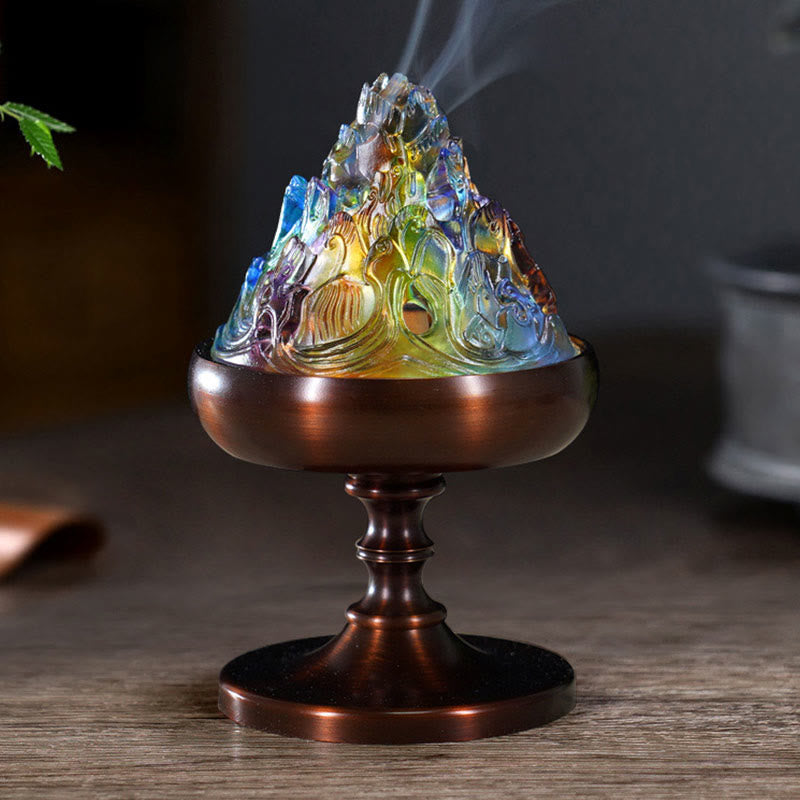 Mountain Peak Liuli Crystal Healing Meditation Incense Burner