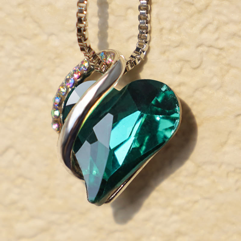 Love Heart Birthstone Healing Energy Necklace Pendant