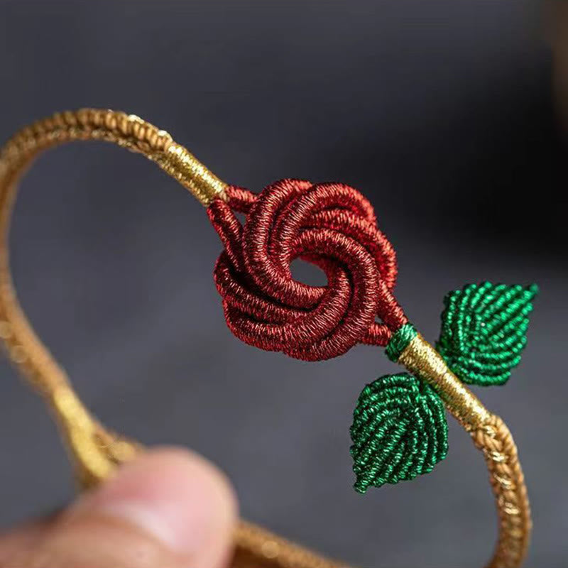 Rose Flower Rope Eight Thread Peace Knot Luck Handmade Bracelet