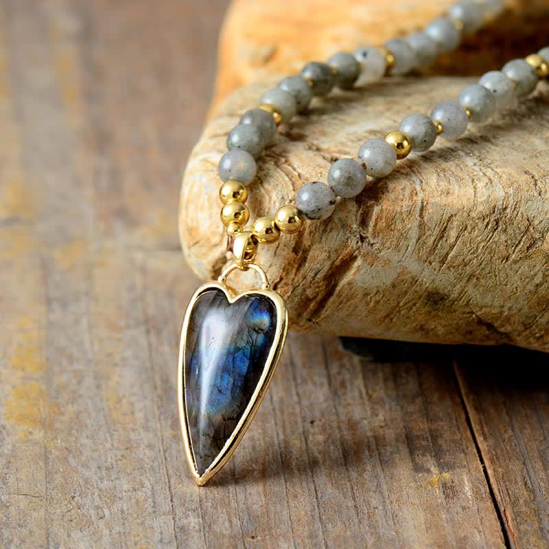 Labradorite Support Healing Beaded Necklace Pendant
