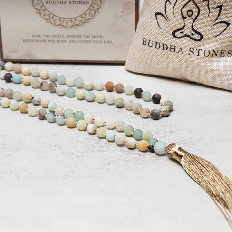 108 Amazonite Beads Tassel Mala Bracelet