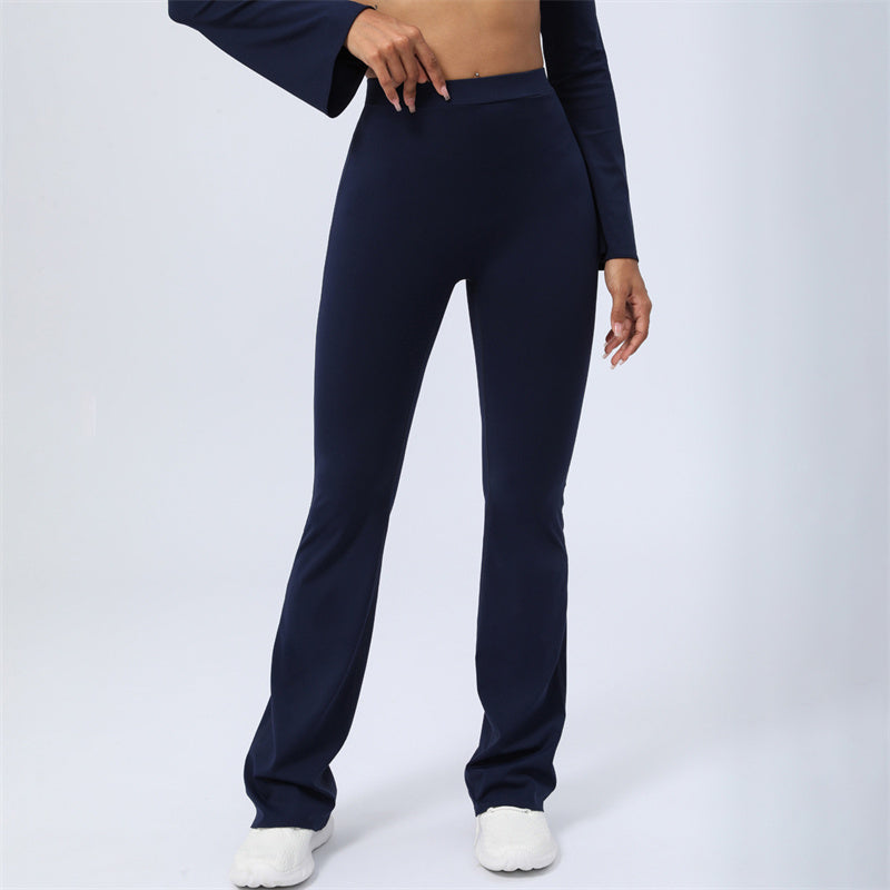 Long Sleeve Backless Strap Top Bra Flare Pants Fitness Yoga Outfit