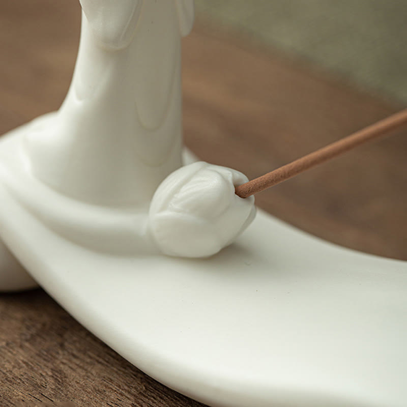 Minimalist Ceramic Monk Sea Wave and Mountain Landscape Incense Burner