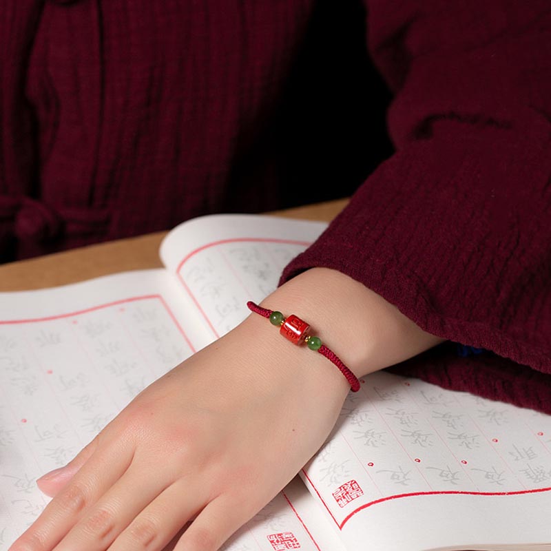 Braided Cinnabar Om Mani Padme Hum Mantra Red String Bracelet