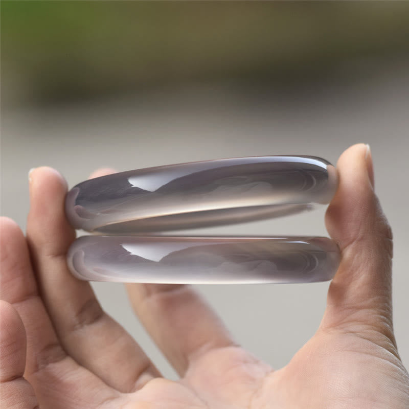 Natural Gray Chalcedony Harmony Bangle Bracelet