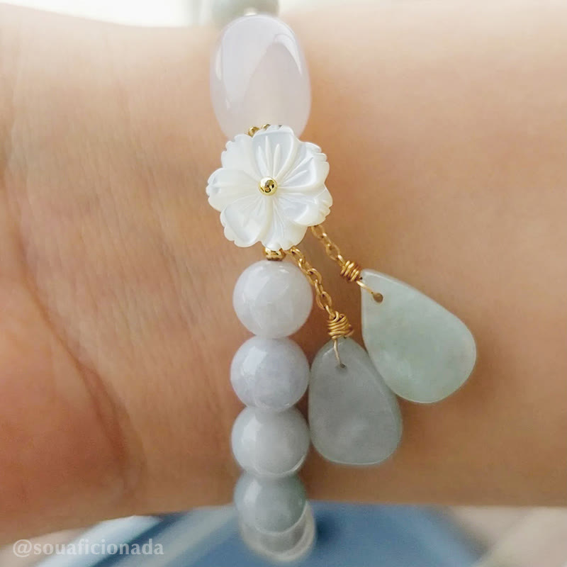 "Hoping for Purity and Peace"Natural White Jade Bracelet Includes Gift Message Card