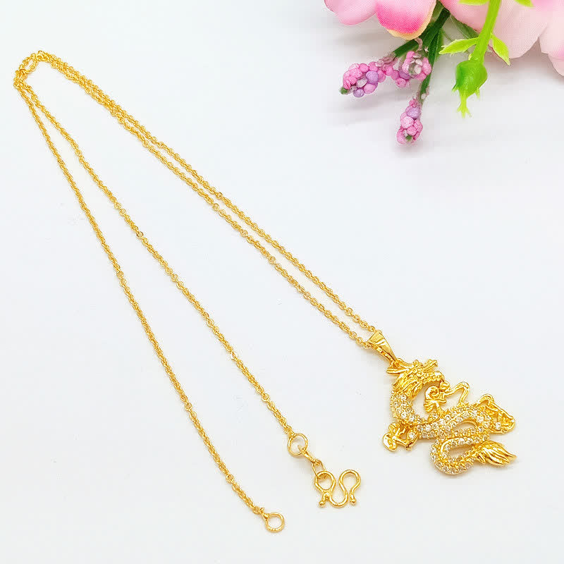 Gold Dragon Protection Necklace Pendant