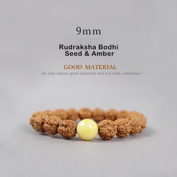 Tibet Rudraksha Bodhi Seed Dzi Bead Amber Turquoise Wealth Bracelet