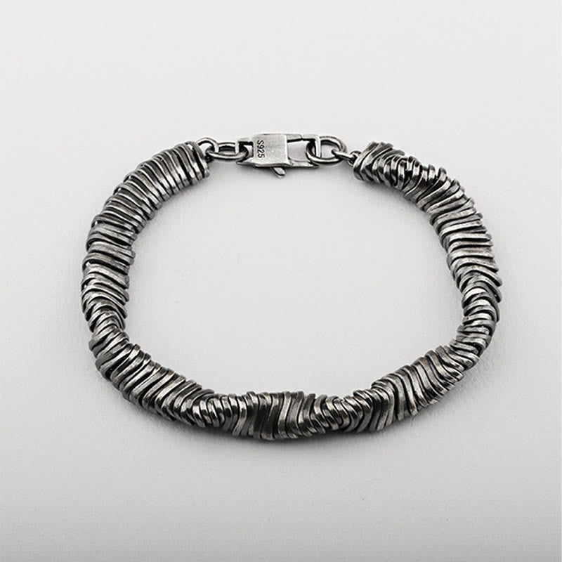 Vintage Twisted Chain 925 Sterling Silver Bracelet with Lock Clasp