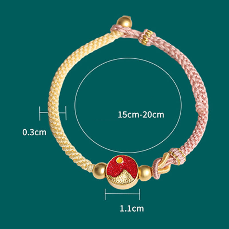 Handmade Mountain and Sea Engraved Luck Two-Color String Couple Bracelet