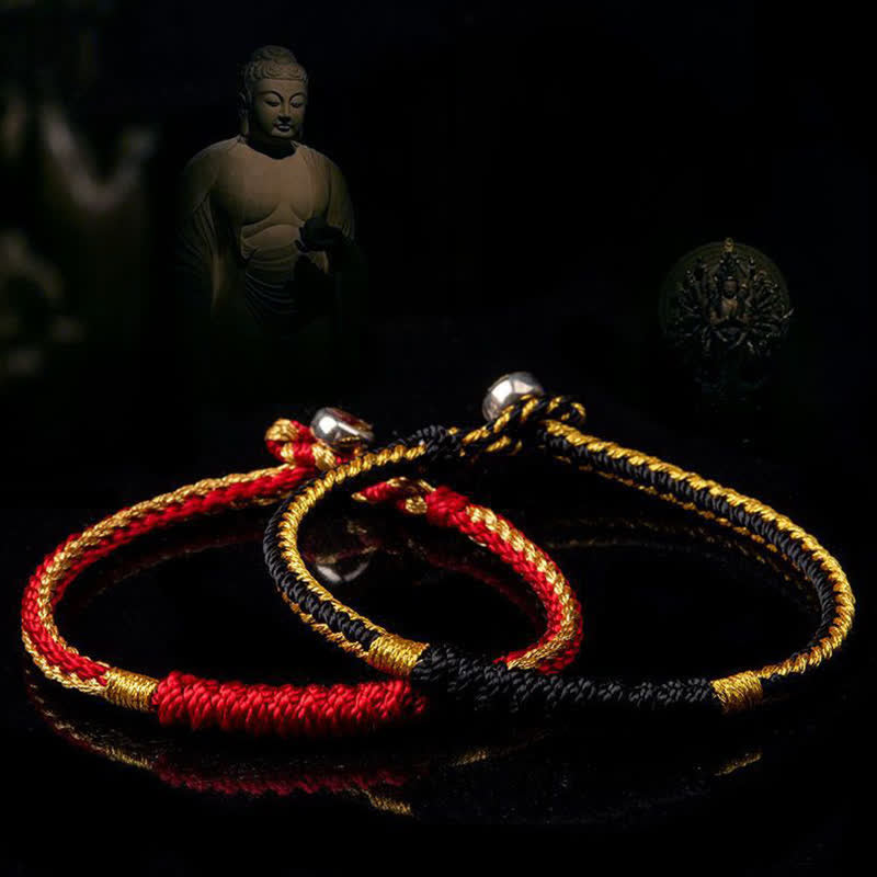 Handmade Tibetan Braided Red and Black String Minimalist Bracelet